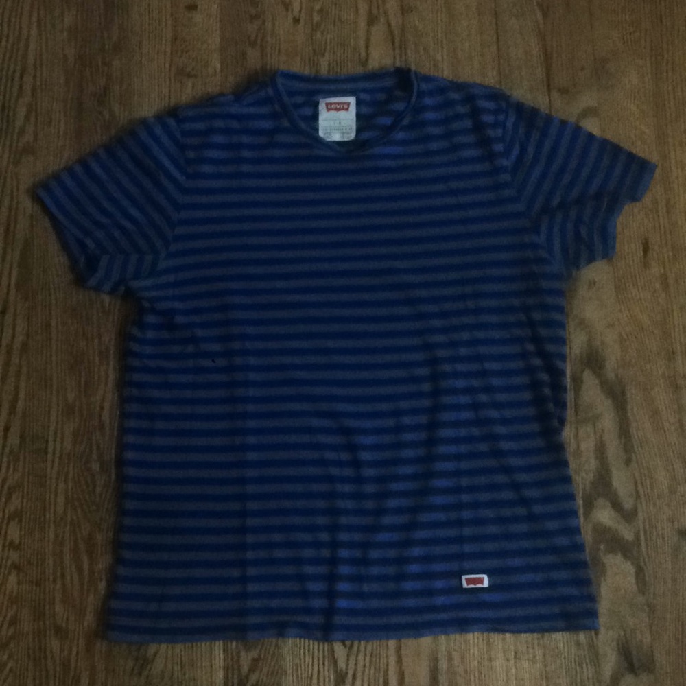 Levis Blue Striped T-shirt Mens Size Large